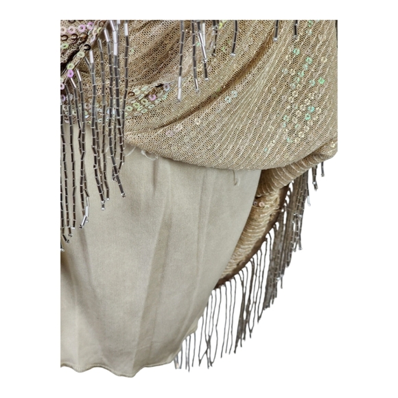 Speechless Nude Sequin Fringe Mini Party Cocktail Bodycon Dress Medium - Picture 9 of 16